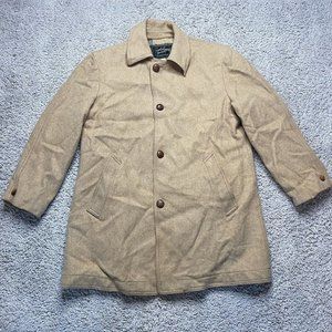 Vintage English Squire Wool Lined Trench Coat Jacket Men’s 42 Tan Plaid